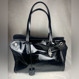 Alexander McQueen Patent Leather Padlock Zipper Tote